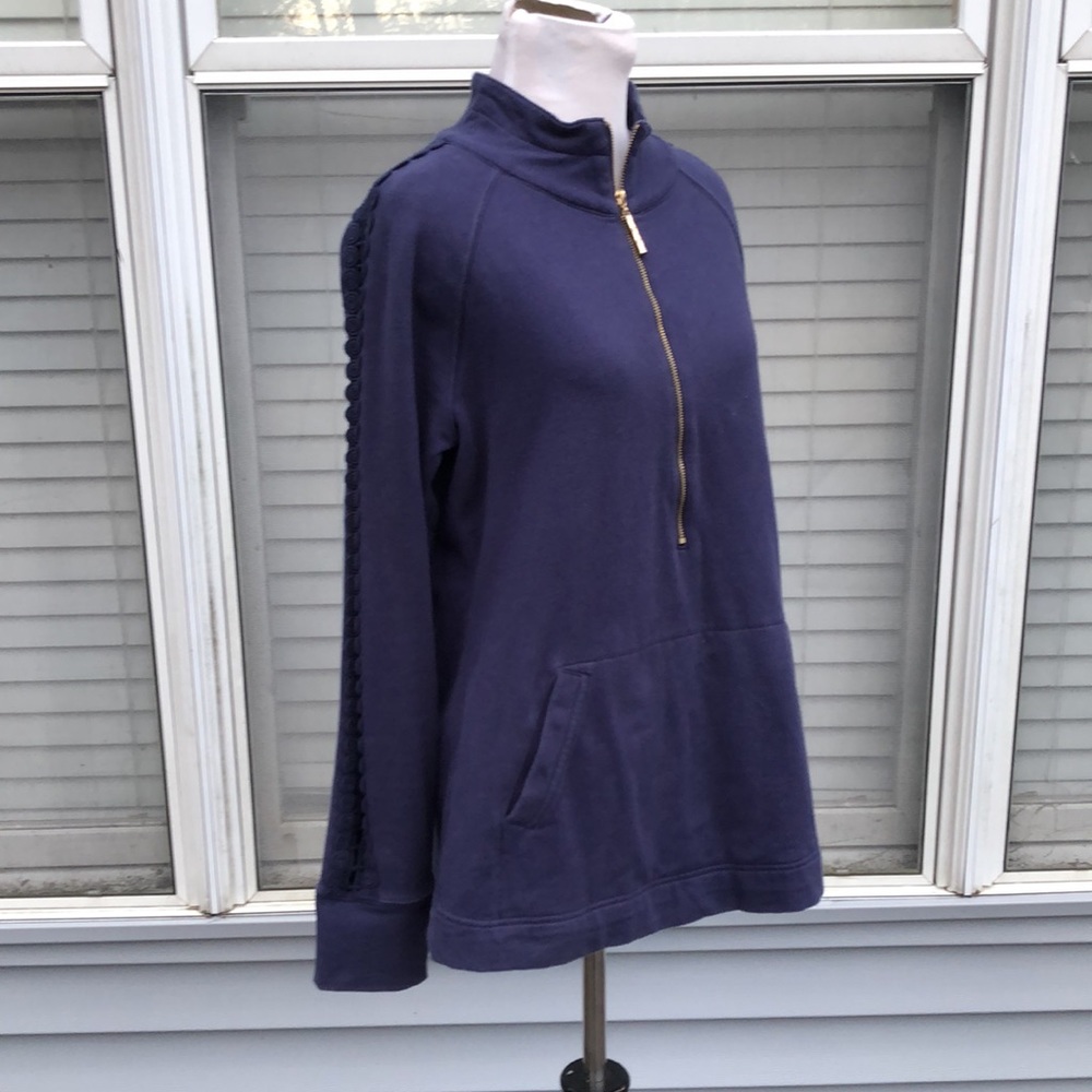 Lilly Pulitzer Navy Blue 1/2 Zip Vented Sleeves Barrel Pocket Pullover size M - Picture 10 of 10